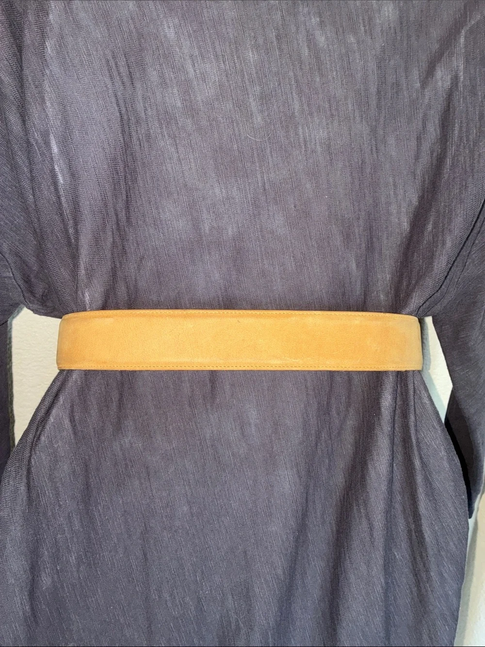 Harken Leather Belt, Women's M, Tan suede with Dark brown Buckle/keeper euc
